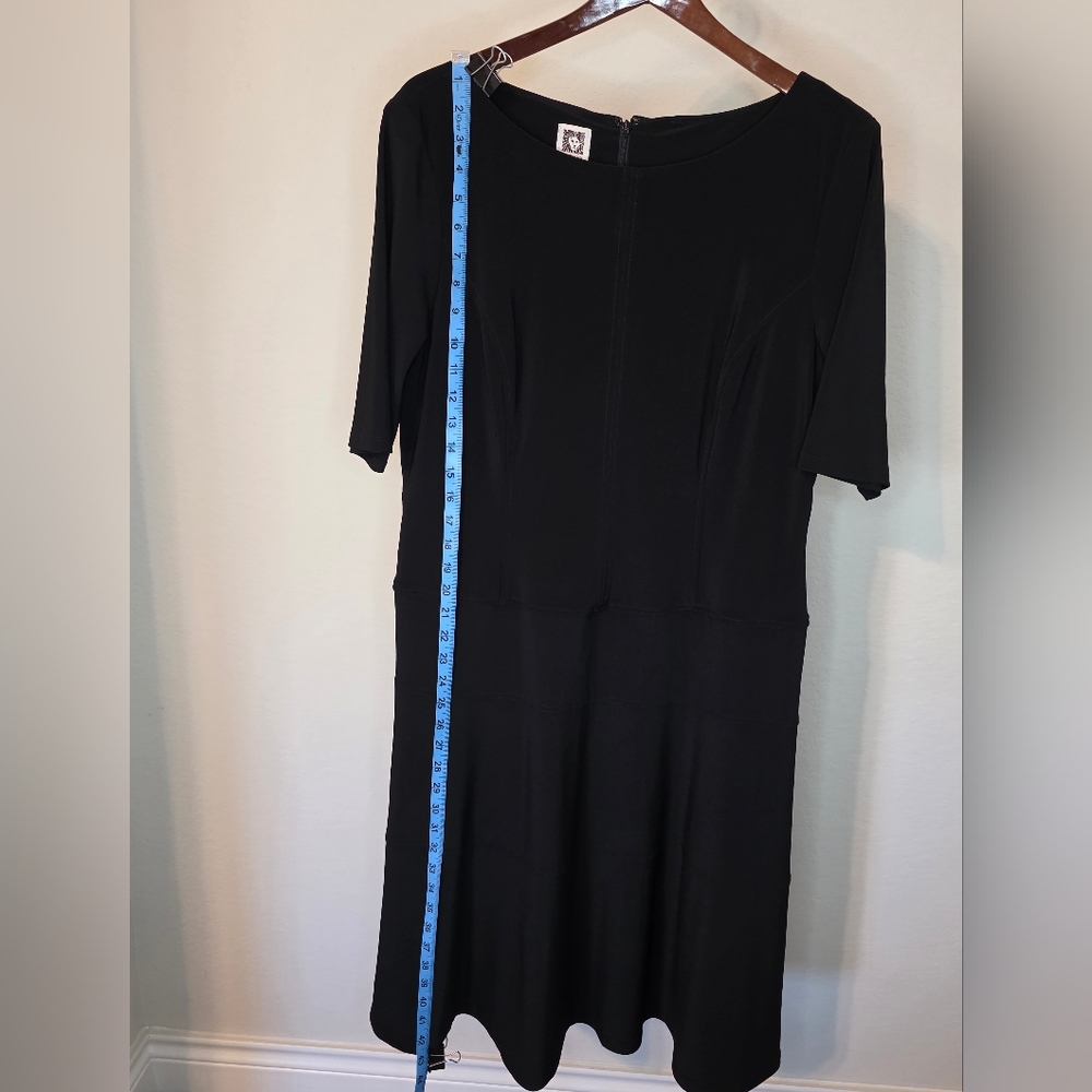 Anne Klein Black Midi Dress Size 14 Classic Fit & Flare Career Cocktail - Picture 9 of 14
